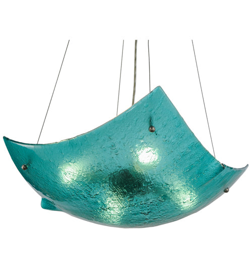 Aquamarine Crinkled Fused Glass Pendant by Meyda Lighting