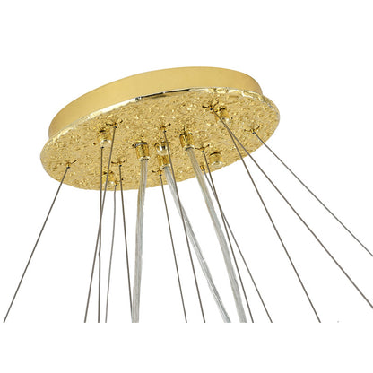 Three Tier Gold Solid Brass Chandelier With Clear Glass Hanging Drops