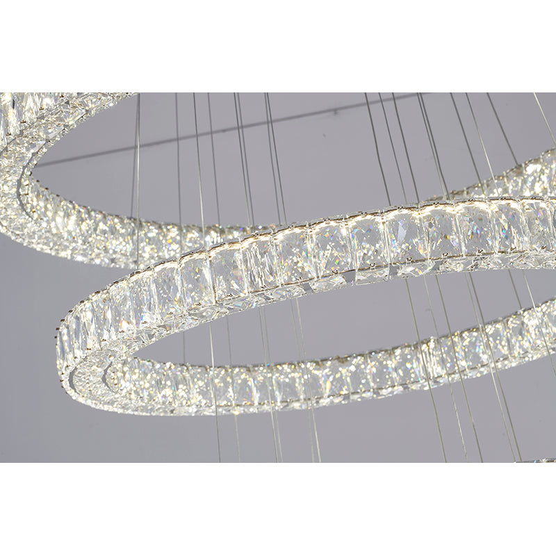 Triple Crystal Ring LED Chandelier
