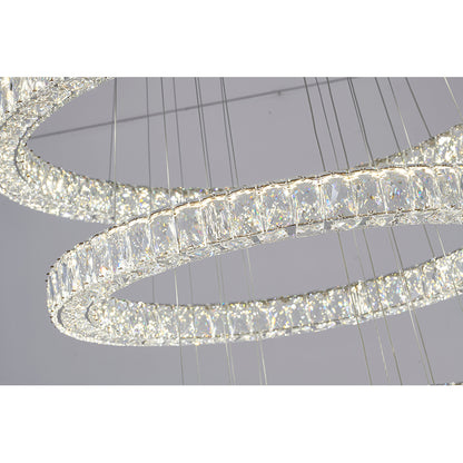 Triple Crystal Ring LED Chandelier