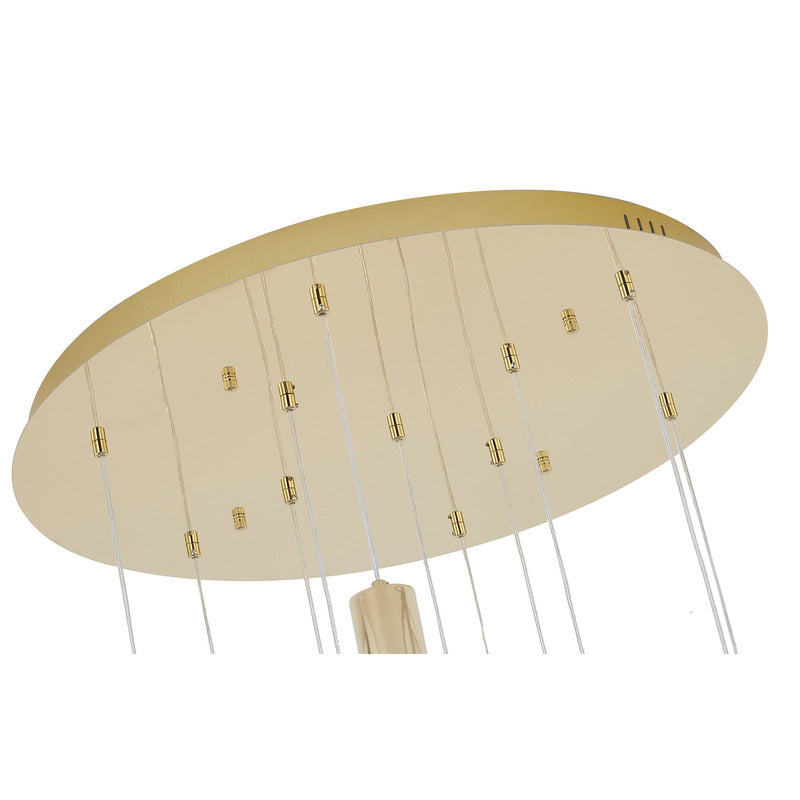 Brushed Gold Chandelier With Clear Crystal Stone Pendants