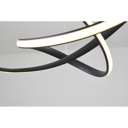 Black LED Chandelier – Modern Aluminum Ring Pendant Light