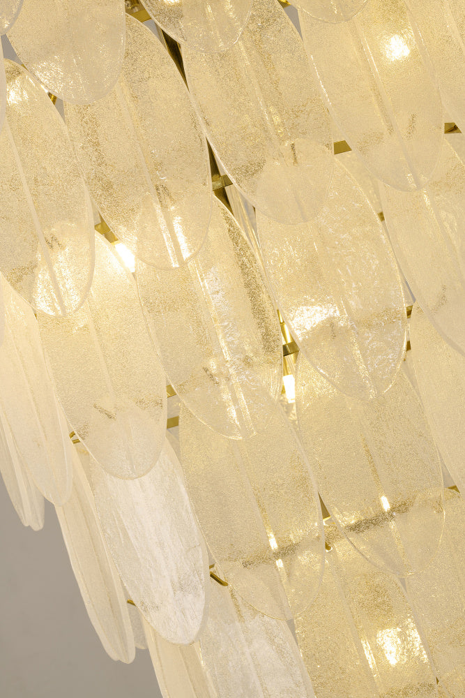 Brass Chandelier with Frosted Glass Shades