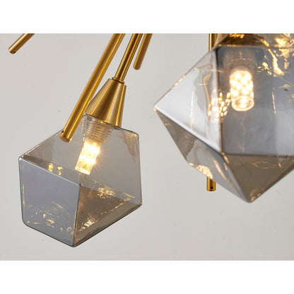 Elegant Iron Frame with Smoke Glass Shades & Adjustable Hanging Rods