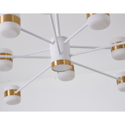 White Framed LED Chandelier with Gold Accents