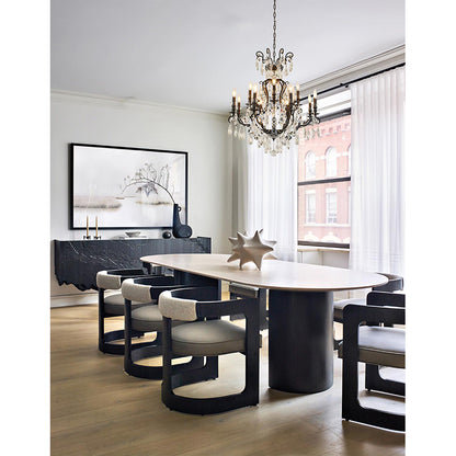 Matte Black Chandelier With Clear Hanging Crystals