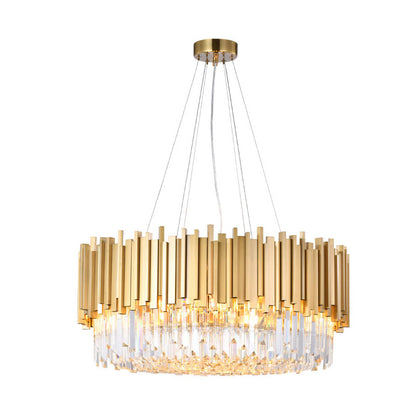 Hairline Chandelier With Clear Hanging Crystals