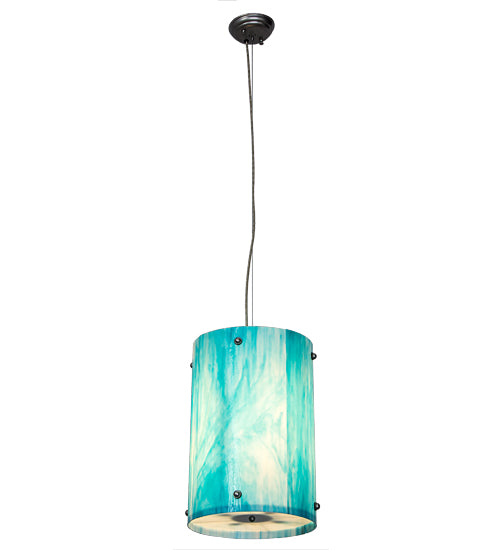 Deep Aqua Opalescent Glass Pendant with Statuario Diffuser by Meyda Lighting