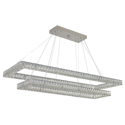 Two Tier Rectangular Clear Crystal Chandelier