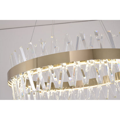 Round Gold Frame Chandelier With Clear Crystals