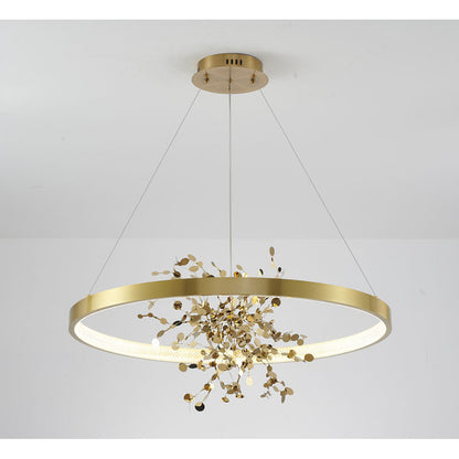 Ring LED Chandelier with Mirror Gold Sparkle