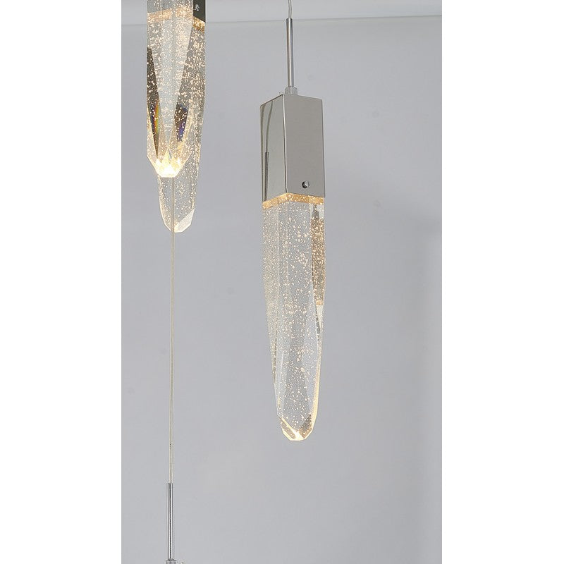 Flushed Chrome Frame Chandelier with Clear Bubble Hanging Crystal Pendants