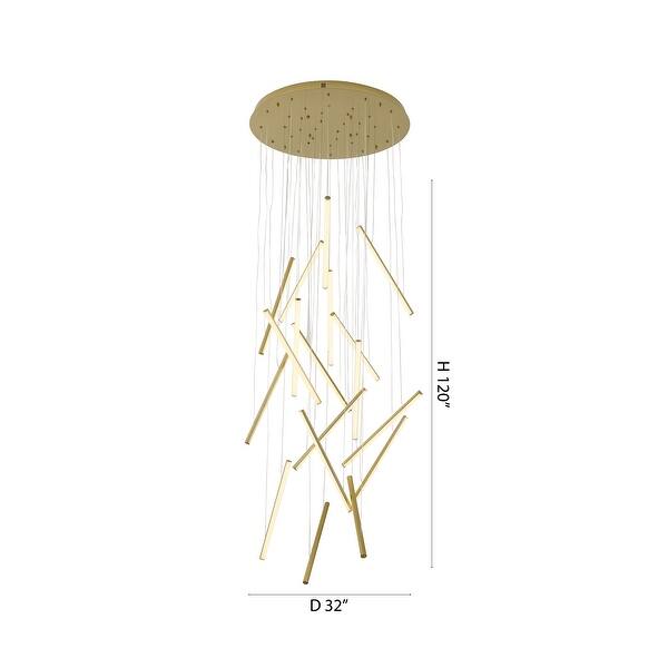 Brass Metal LED Chandelier With White Acrylic Diffusers