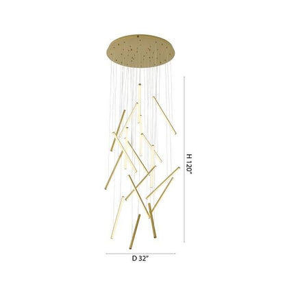 Brass Metal LED Chandelier With White Acrylic Diffusers