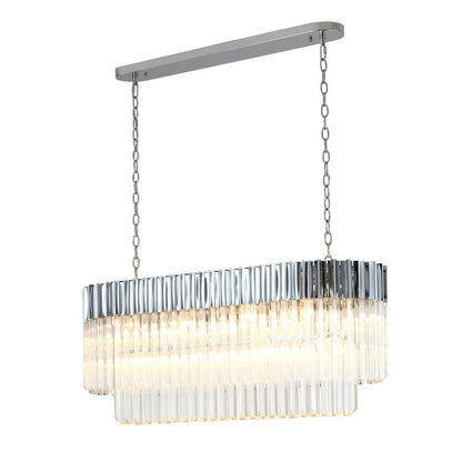Oval Chandelier With Clear Hanging Crystals