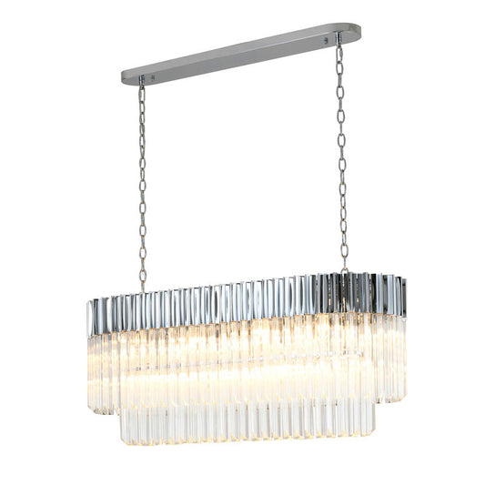 Oval Chandelier With Clear Hanging Crystals