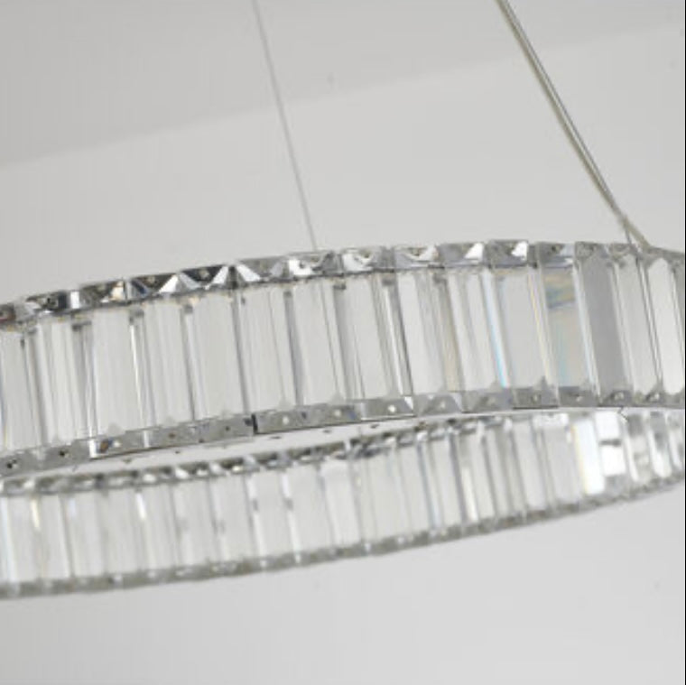 Clear Crystal Halo Chandelier With Chrome/Gold Hardware