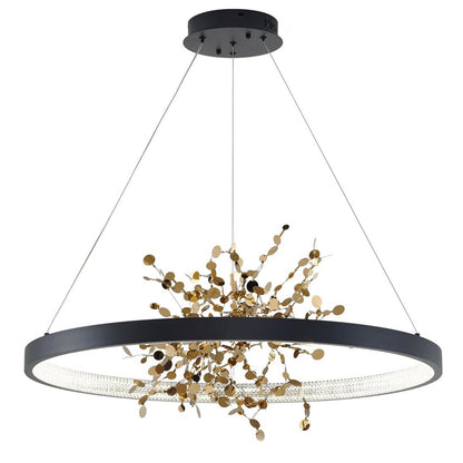 Sand Black & Gold LED Chandelier with Confetti Interior