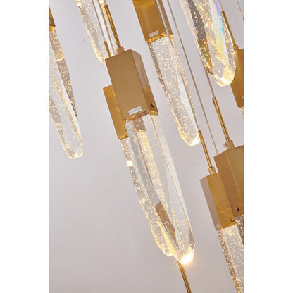 Flushed Chrome Frame Chandelier with Clear Bubble Hanging Crystal Pendants
