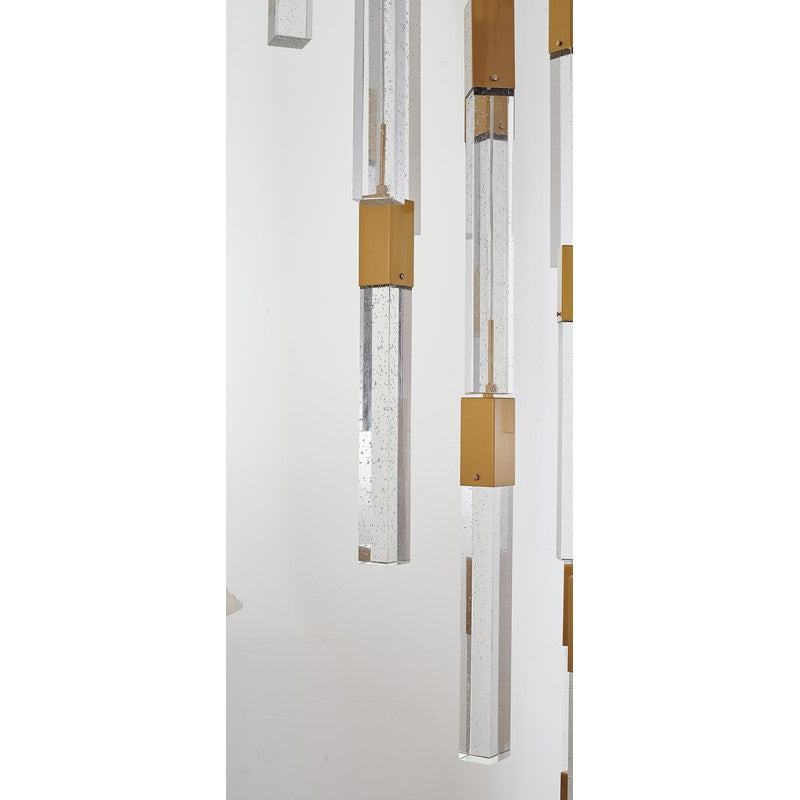 Flushed Matte Black Frame Chandelier with Hanging Clear Bubble Block Crystals