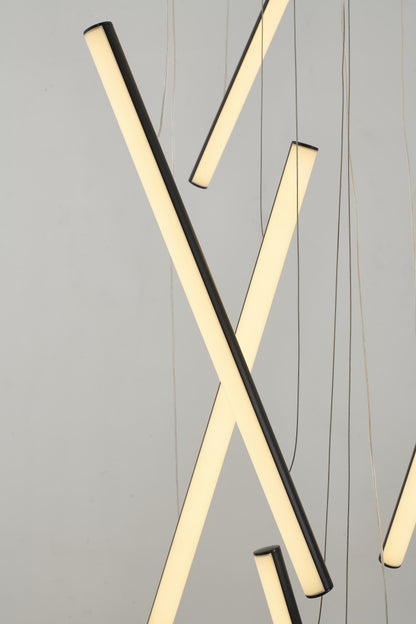 Satin Black Metal LED Chandelier With White Acrylic Diffusers