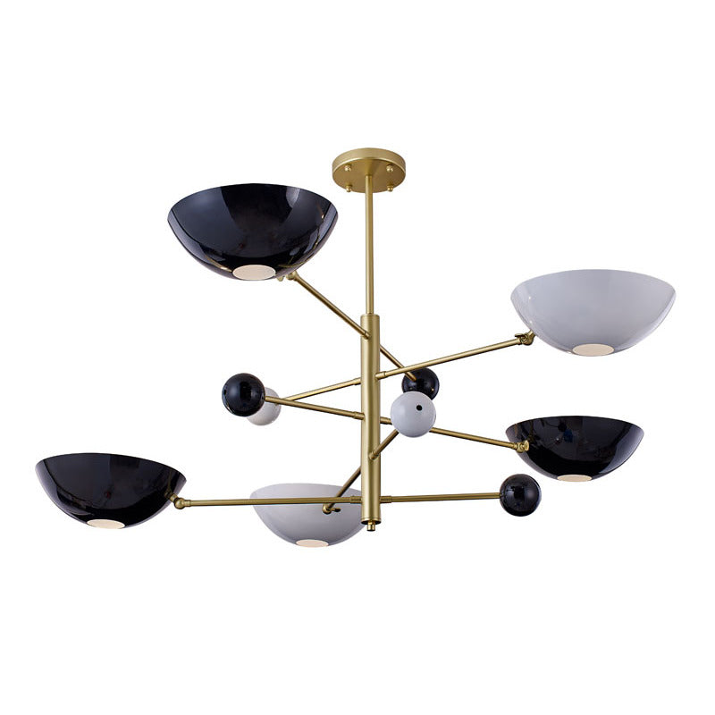 Gold Metal Frame Ceiling Fixture with White & Black Disk Plates