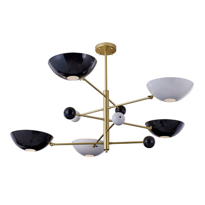 Gold Metal Frame Ceiling Fixture with White & Black Disk Plates