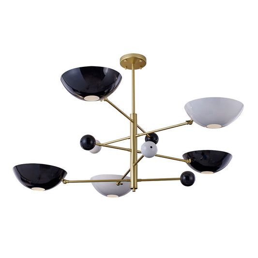 Gold Metal Frame Ceiling Fixture with White & Black Disk Plates