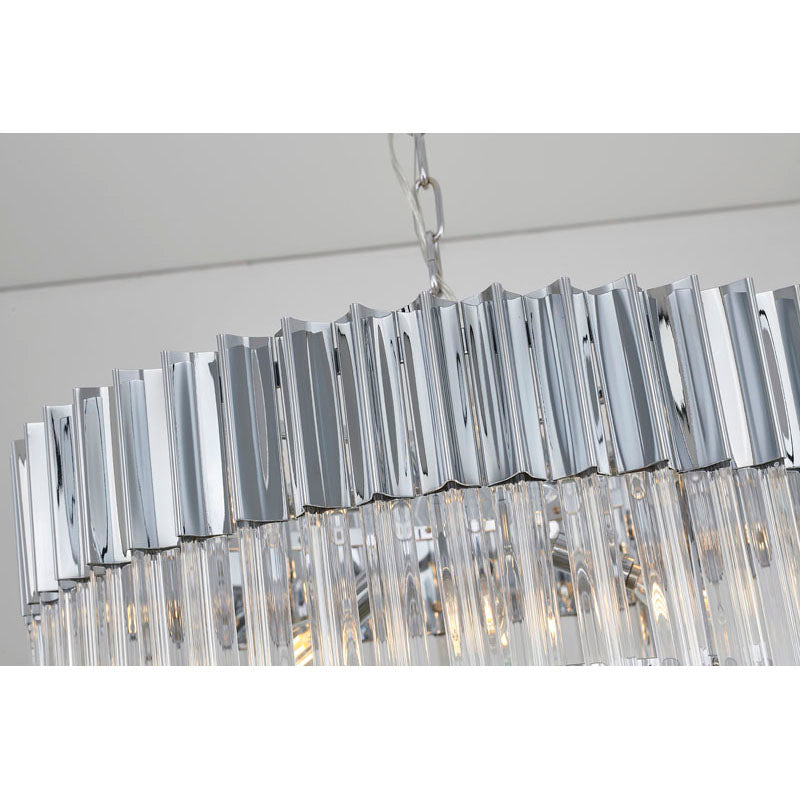 Round Chandelier With Clear Hanging Crystals