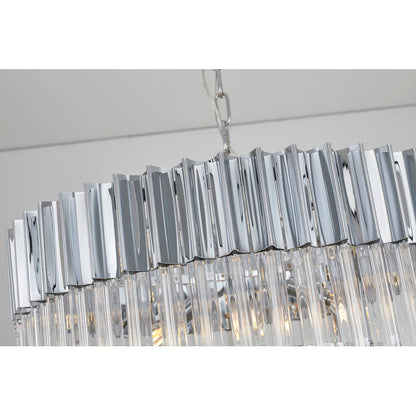 Round Chandelier With Clear Hanging Crystals
