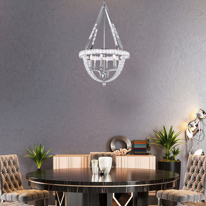 Silver/Matte Black Basket Chandelier
