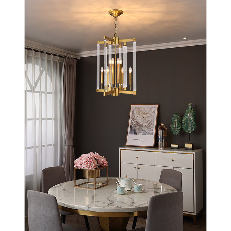 Antique Gold Chandelier With Clear Acrylic Arms