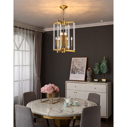 Antique Gold Chandelier With Clear Acrylic Arms