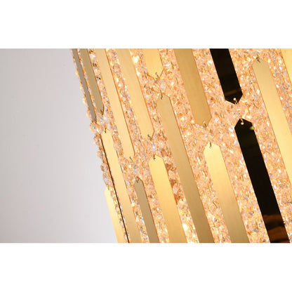 Gold Stainless Steel Pendant Light with Clear Hanging Crystal Beads