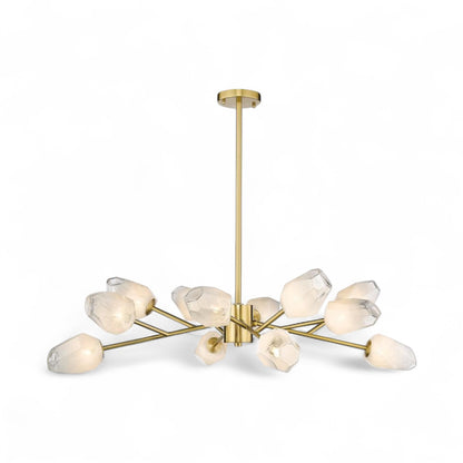 Gold Branch Chandelier with White Glass Shades