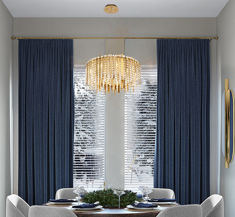 Gold Chandelier With Clear Hanging Crystal Beads