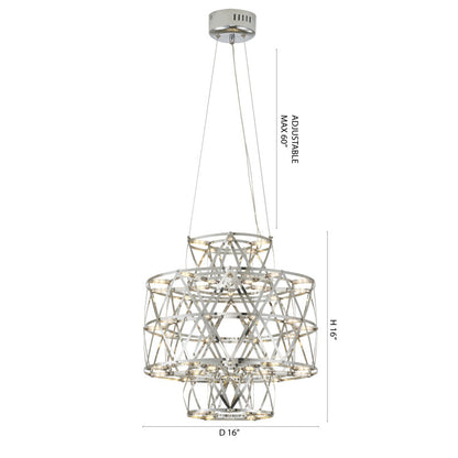 3 Tier 40-Light Dimmable Gold Stainless Steel LED Chandelier