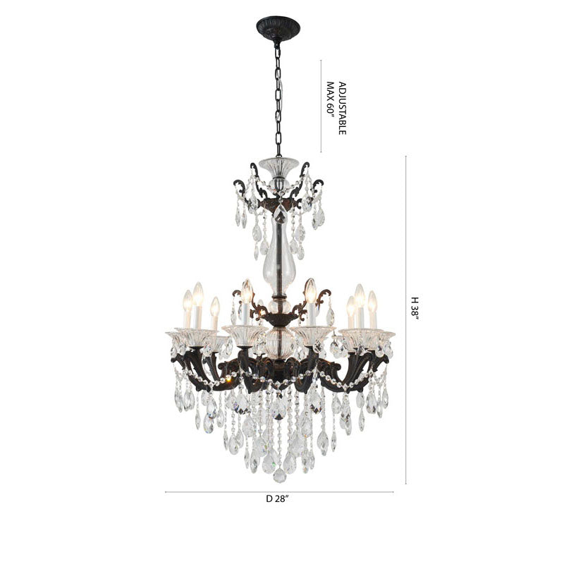 Satin Black 10-Light Crystal Chandelier
