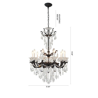 Satin Black 10-Light Crystal Chandelier