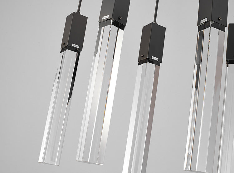 Black Gun Metal Flushed Frame With Hanging Clear Block Crystal Pendants