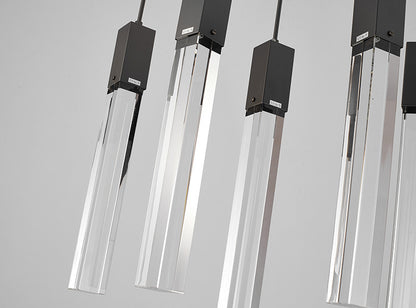 Black Gun Metal Flushed Frame With Hanging Clear Block Crystal Pendants