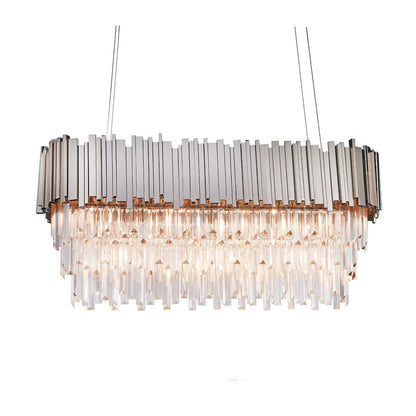 Chrome/Gold Chandelier With Clear Hanging Crystals