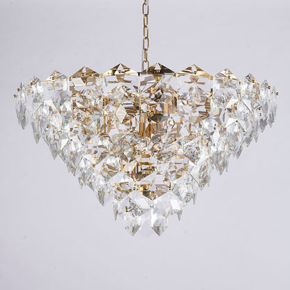 Gold Chandelier With Clear Hanging Crystals