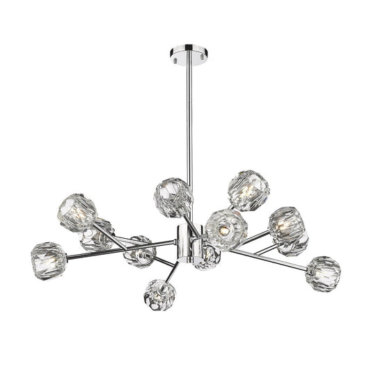 Chrome Frame Branch Chandelier with Clear Crystal Shades
