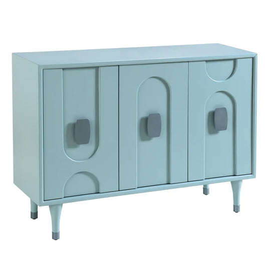 Robin Egg Blue 3 Door Wooden Cabinet