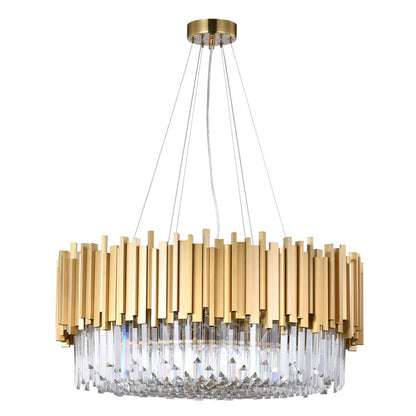 Hairline Chandelier With Clear Hanging Crystals
