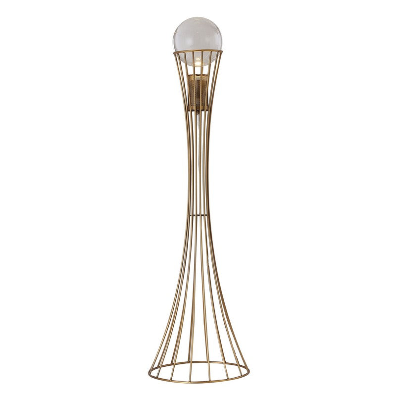 Antique Brass Floor Lamp with Crystal Ball