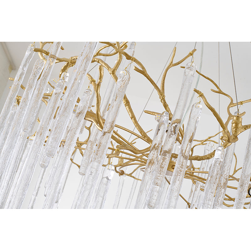 Brass Chandelier with Clear Glass Drops