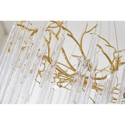 Brass Chandelier with Clear Glass Drops