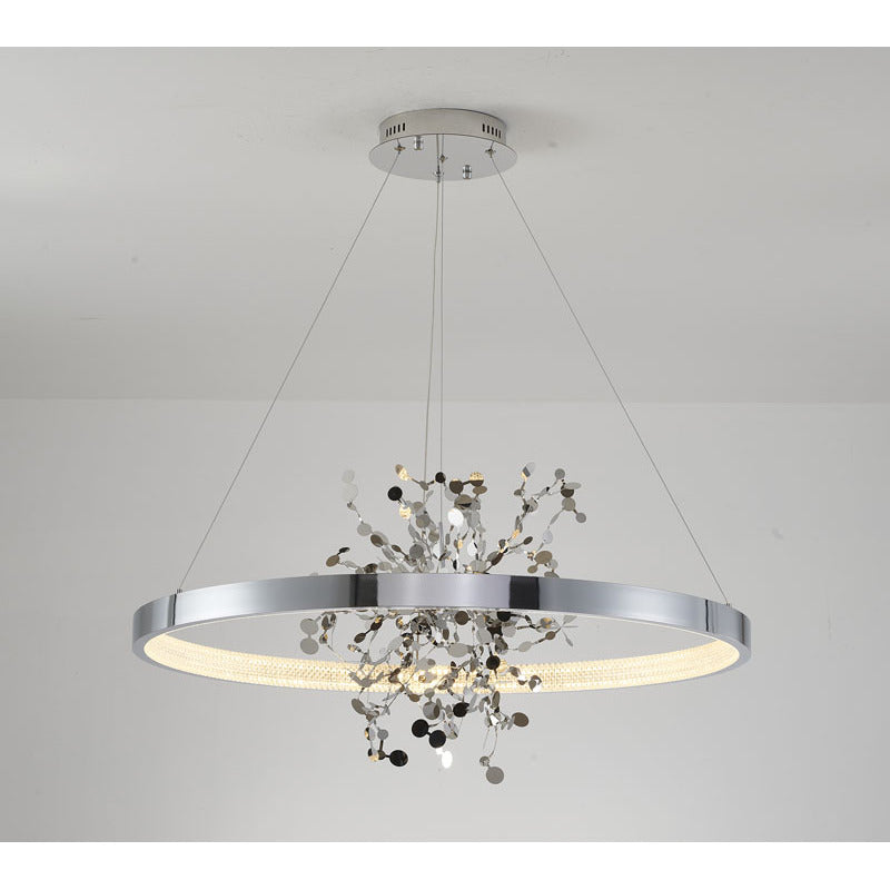 Ring LED Chandelier with Mirror Gold Sparkle